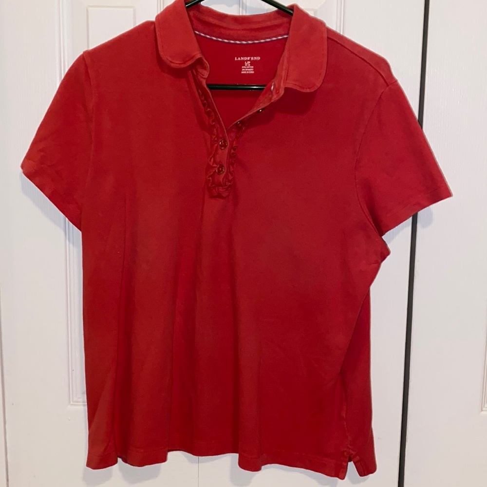 Land’s End size LP (14-16) Soft Red S/L Polo